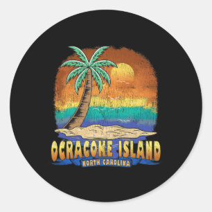 Ocracoke Island North Carolina Vintage Distress Runt Klistermärke