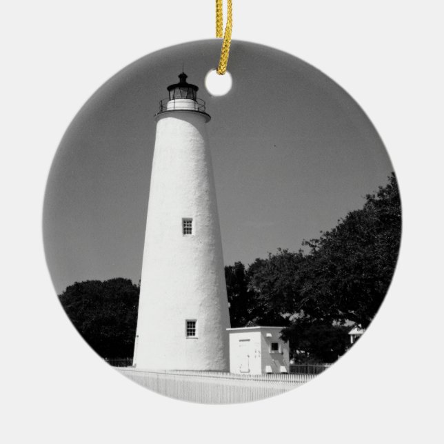 Ocracoke Lighthouse Julgransprydnad Keramik (Framsidan)