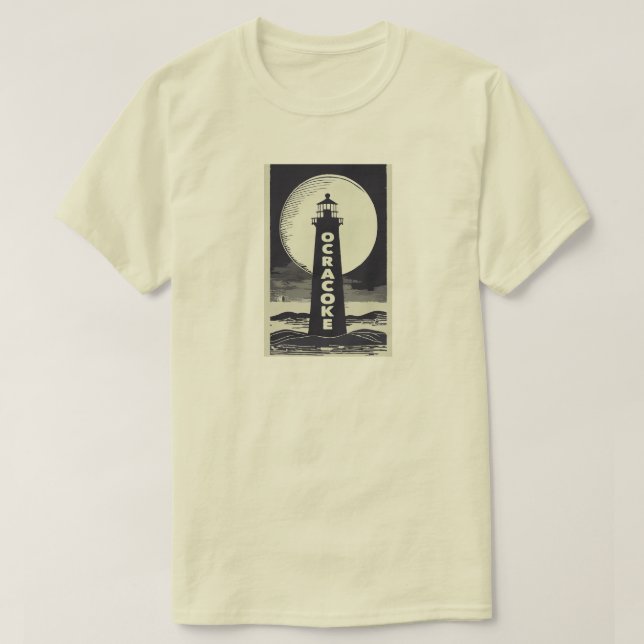 Ocracoke Lighthouse North Carolina Måne T Shirt (Design framsida)