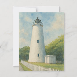 Ocracoke Lighthouse Watercolor Anteckningskort