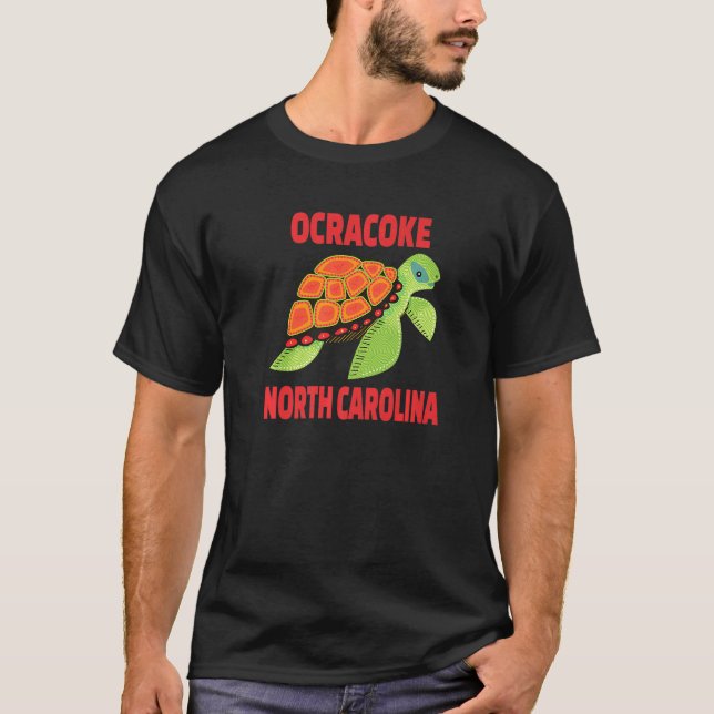 Ocracoke North Carolina Sea Turtle T Shirt (Framsida)