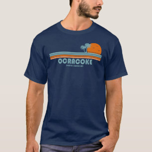 Ocracoke North Carolina Sol Handflatan Träd T Shirt