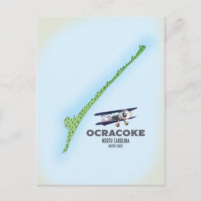 Ocracoke North Carolina USA karta Vykort (Framsida)