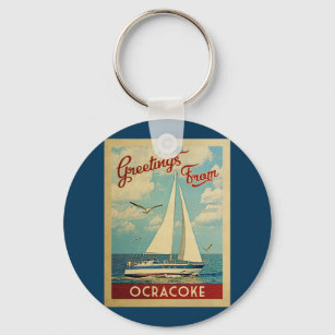 Ocracoke Sailboat Vintage resor North Carolina Nyckelring
