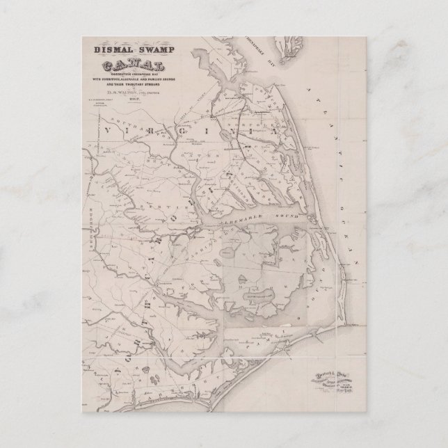 Ocracoke Virginia 1867 Antique Karta Vykort (Framsida)