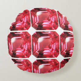 Octagonformad Ruby Gemstone juli Birthstone Red Rund Kudde
