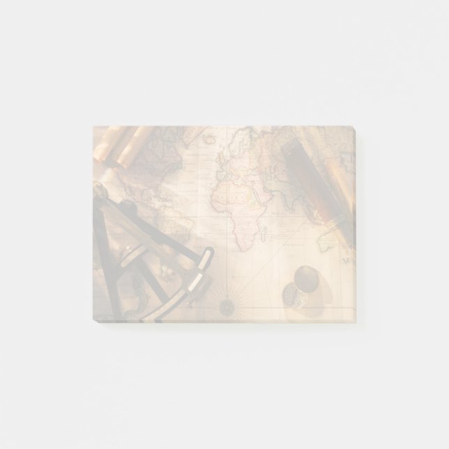 Octant, kompass och teleskop i Nautisk Karta Post-it Block (Framsida)