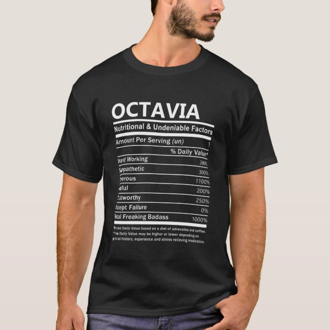 Octavia Namn T Shirt - Octavia Nutritional och UND (Framsida)
