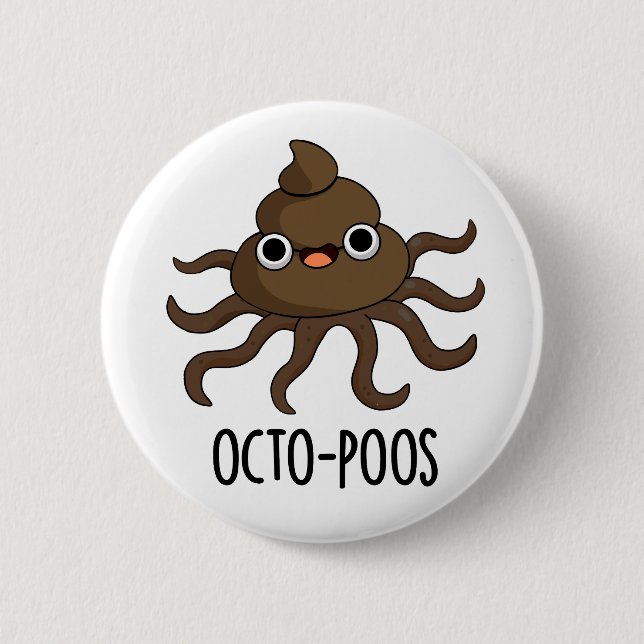 Octo-poos Funny Octopus Pun Knapp (Framsida)