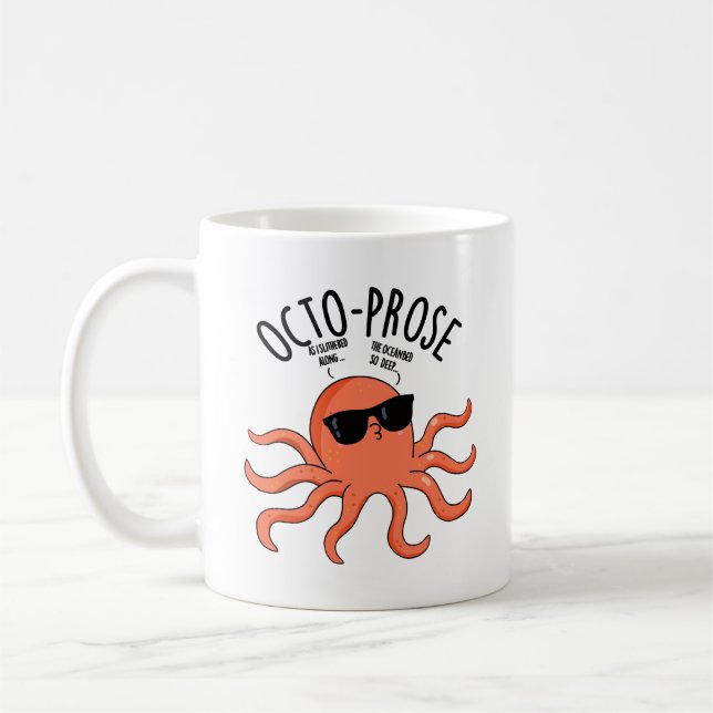 Octo-prose Funny Octopus Pun  Kaffemugg (Vänster)