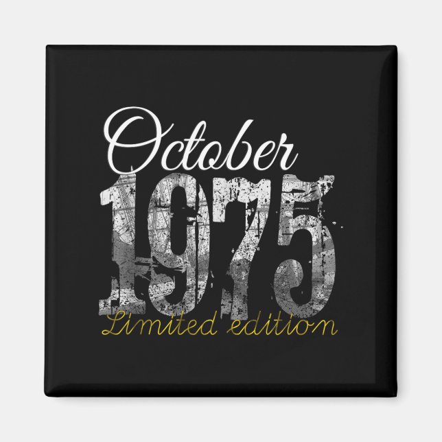 October 1975 Tee 50 Year Old Shirt 1975 50th Birth Magnet (Framsidan)