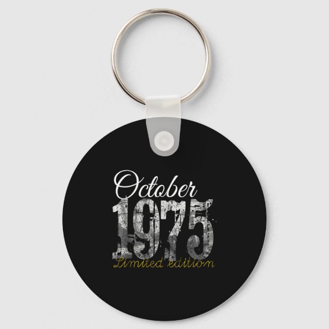 October 1975 Tee 50 Year Old Shirt 1975 50th Birth Nyckelring (Framsida)