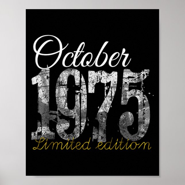 October 1975 Tee 50 Year Old Shirt 1975 50th Birth Poster (Framsidan)