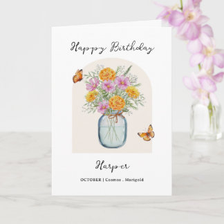 October Birth Month Flower Birthday Kort
