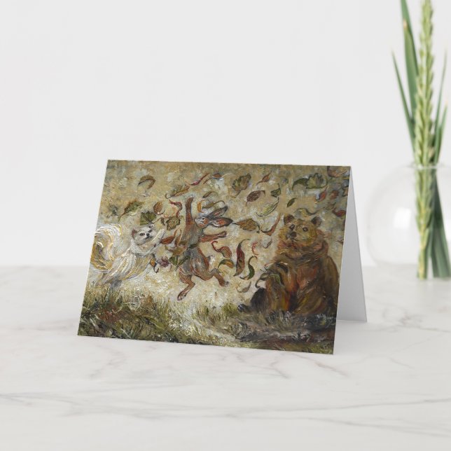 October Fun Whimsical Autumn Forest Animals  Kort (Framsida)