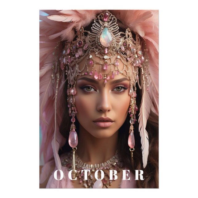 *~ OCTOBER Headdress TOURMALINE OPAL AP53 Fototryck (Framsidan)