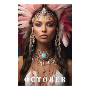 *~ OCTOBER Headdress Woman Goddess OPAL AP53 Fototryck