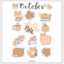 October Sticker Sheet - Forest Foxes & Fall Magic Klistermärken