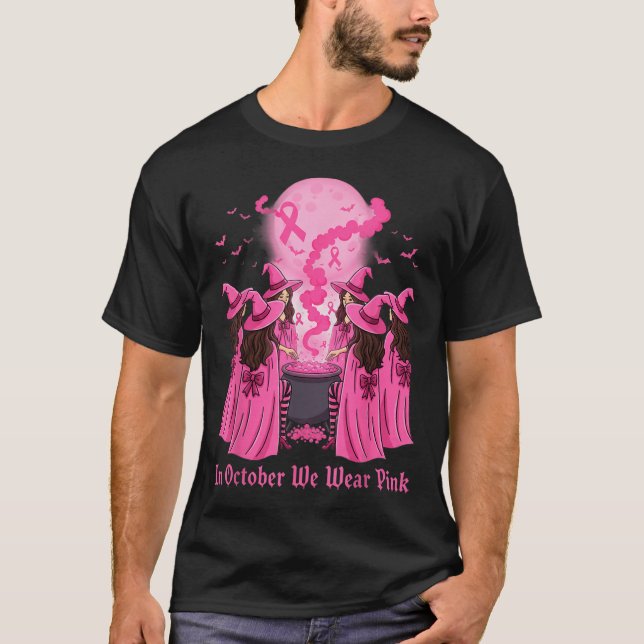 October We Wear Nk Witch Halloween Breast Cancer A T Shirt (Framsida)