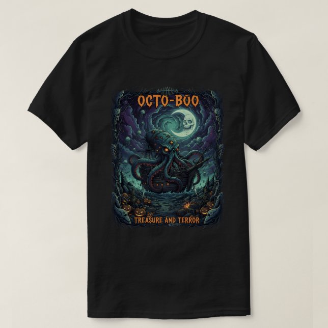 OctoBoo T-Shirt Spooky Kraken Halloween (Design framsida)