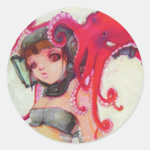 Octogirl Sticker Runt Klistermärke