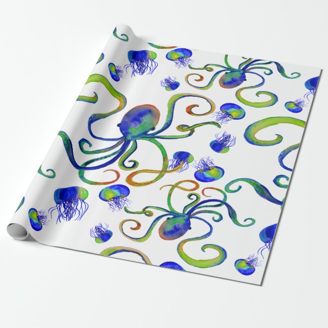 OctoJelly Sea Creature Anpassade Wrapping Papper Presentpapper (Utrullad)
