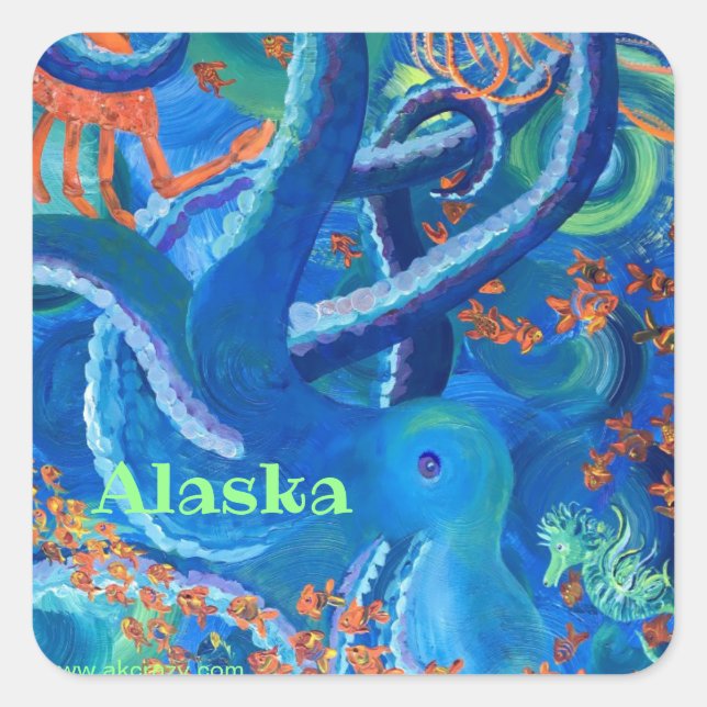 Octopacifica _ALASKA2-streck Fyrkantigt Klistermärke (Framsida)