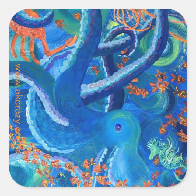 Octopacifica Sticker Fyrkantigt Klistermärke (Framsida)