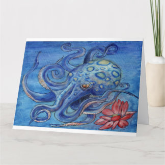 "Octopalotus" - Octopus med Lotus Greeting Card Kort