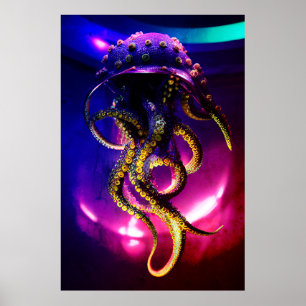 Octopi Digital Art Porträtt, Monster Octopus Poster