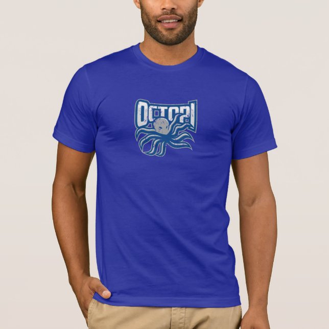 Octopi Distress-logotyp - blå T Shirt (Framsida)