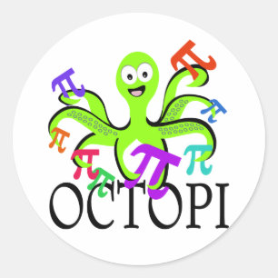 Octopi Pi Day Runt Klistermärke