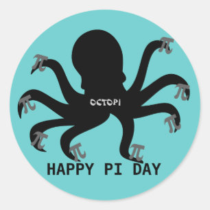 Octopi Pi Day Runt Klistermärke