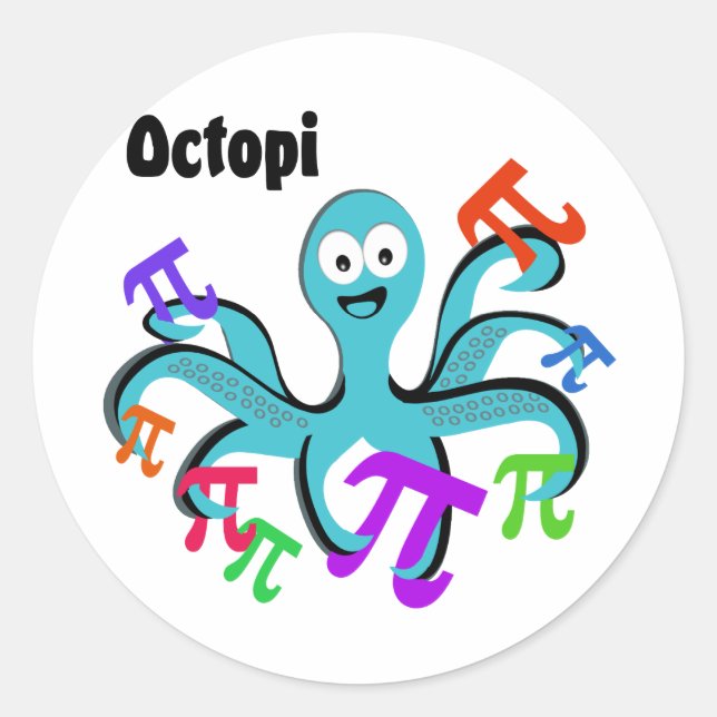 Octopi Runt Klistermärke (Framsida)