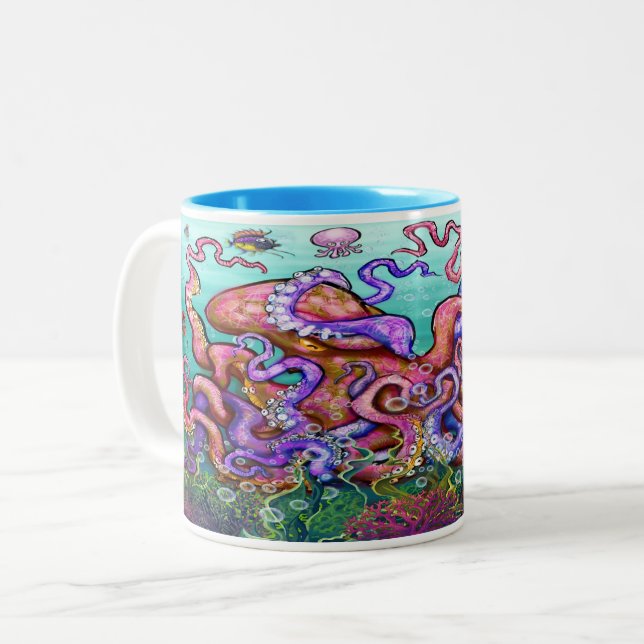 Octopi Two-Tone Coffee Mugg (Framsida vänster)
