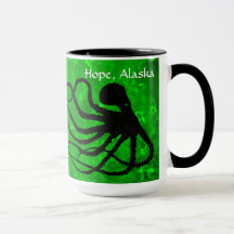 Octopodes på grönt, hopp - 15 uns. Combo mugg