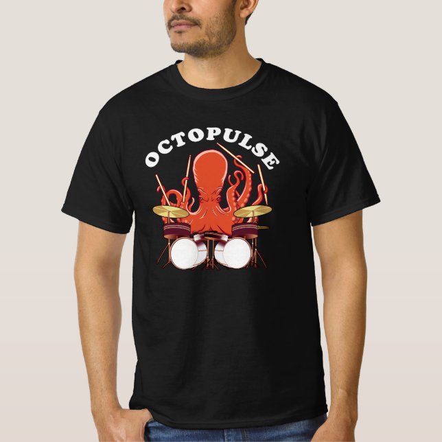 Octopulse | Octopus Drummer T Shirt (Framsida)