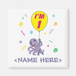 Octopus 1:a födelsedag magnet