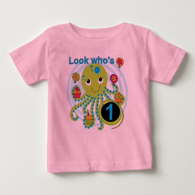 Octopus 1:a födelsedag T-shirts och presenter (Framsida)