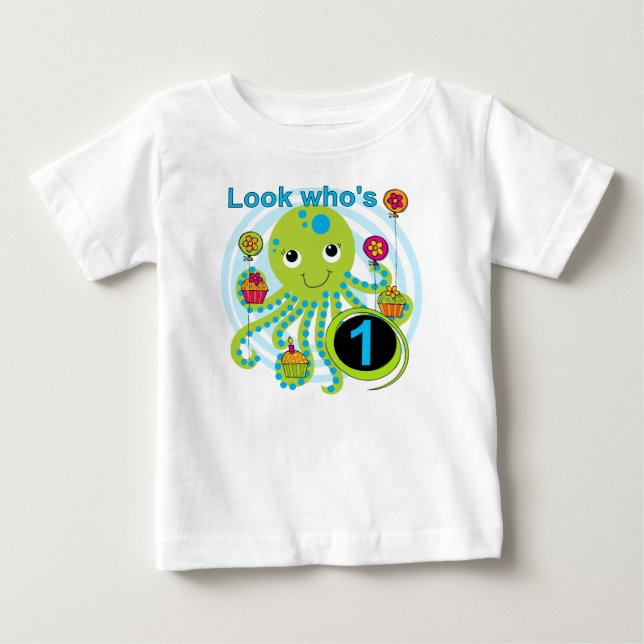 Octopus 1:a födelsedag T-shirts och presenter (Framsida)