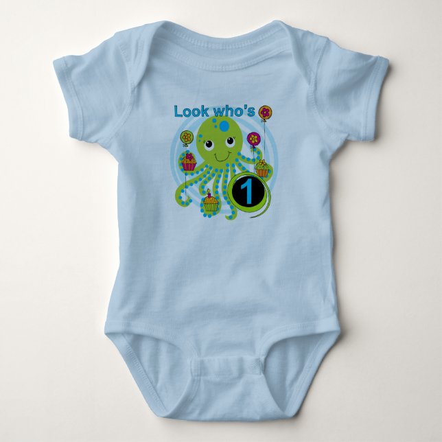 Octopus 1:a födelsedag T-shirts och presenter (Framsida)
