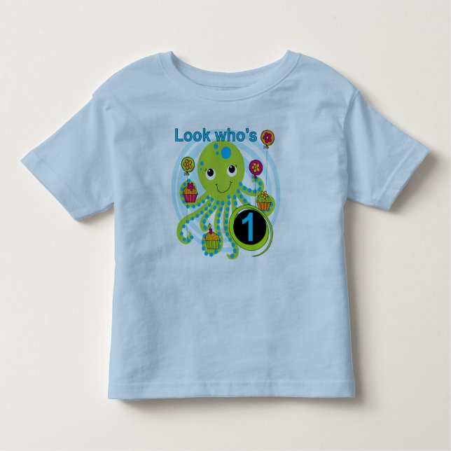 Octopus 1:a födelsedag T-shirts och presenter (Framsida)