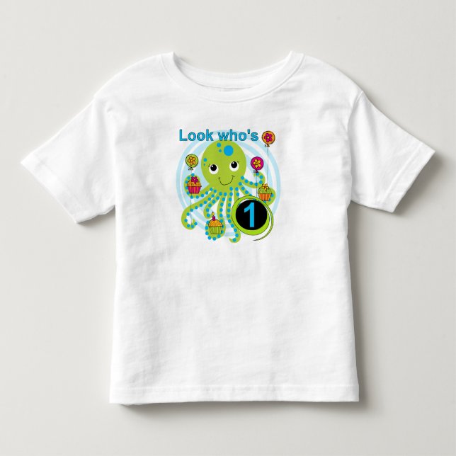 Octopus 1:a födelsedag T-shirts och presenter (Framsida)