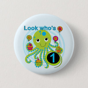 Octopus 1:a födelsedag T-shirts och presenter Knapp