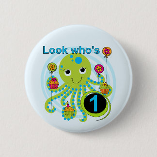 Octopus 1:a födelsedag T-shirts och presenter Knapp
