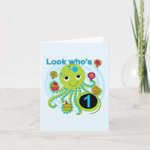 Octopus 1:a födelsedag T-shirts och presenter Kort