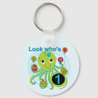 Octopus 1:a födelsedag T-shirts och presenter Nyckelring