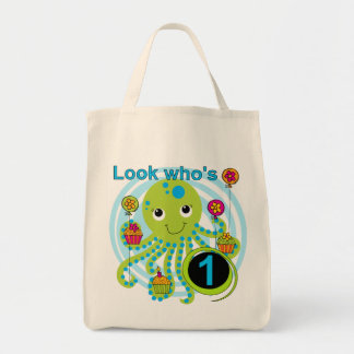 Octopus 1:a födelsedag T-shirts och presenter Tygkasse