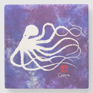 Octopus 2 Vit - Marble Underlägg Sten