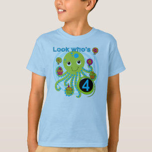 Octopus 4e födelsedagen T-skjortor och presenter Tee
